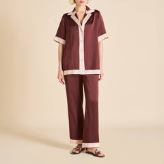 Tilda Bordeaux Burgundy Pajamas in Silk Satin
