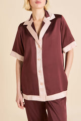 Tilda Bordeaux Burgundy Pajamas in Silk Satin