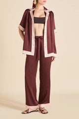 Tilda Bordeaux Burgundy Pajamas in Silk Satin