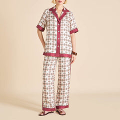 Tilda Cipriani Ivory Geometric Pajamas in Silk Twill