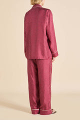 Yves Palazzo Burgundy Polka Dot Pajamas in Silk Twill