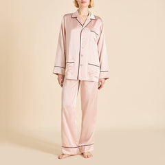 Yves Rose Pink Pajamas in Silk Satin