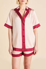 Zelda Rose Pink Pajamas in Silk Satin