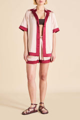 Zelda Rose Pink Pajamas in Silk Satin