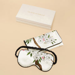 Audrey Ana Ivory Blossom Eye Mask in Silk Satin