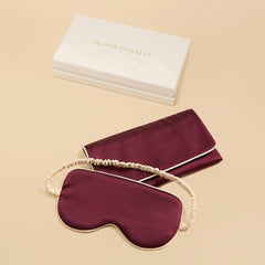Audrey Burgundy Eye Mask in Silk Satin
