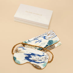 Audrey Cadaqués Cream Landscape Eye Mask in Silk Crêpe de Chine