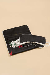 Audrey René Black Blossom Eye Mask in Silk Satin