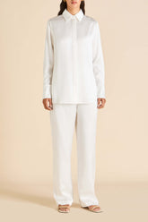 Bacall Ivory Pajamas in Silk Satin
