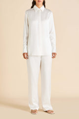 Bacall Ivory Pajamas in Silk Satin