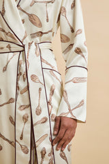 Capability Sevilla Cream Silverware Robe in Silk Satin