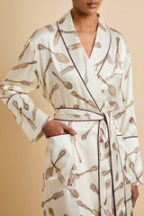 Capability Sevilla Cream Silverware Robe in Silk Satin