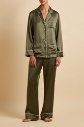 Coco Nori Green Pajamas in Silk Satin