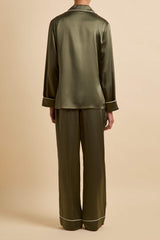 Coco Nori Green Pajamas in Silk Satin