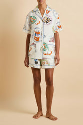 Ingo Córdoba Ivory Seafood Pajamas in Silk Twill