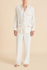 Laurent Ivory Rust Pajamas in Sandwashed Silk