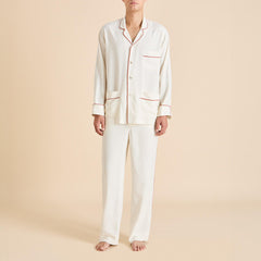 Laurent Ivory Rust Pajamas in Sandwashed Silk