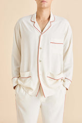 Laurent Ivory Rust Pajamas in Sandwashed Silk