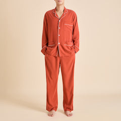 Laurent Rust Pajamas in Sandwashed Silk