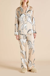 Lila Clementine Caramel Horse Pajamas in Silk Satin