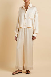 Lita Bone Cream Pajamas in Silk Satin