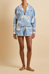 Lucia Laia Blue Swan Pajamas in Cotton-Silk