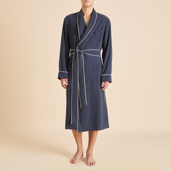 Mescal Navy Robe in Sandwashed Silk