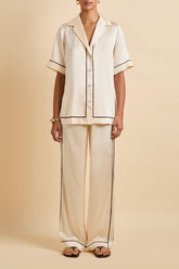 Tilda Bone Cream Pajamas in Silk Satin
