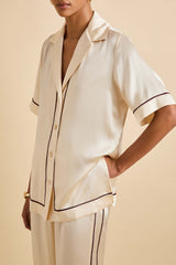 Tilda Bone Cream Pajamas in Silk Satin