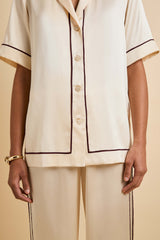 Tilda Bone Cream Pajamas in Silk Satin