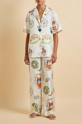 Tilda Córdoba Ivory Seafood Pajamas in Silk Twill