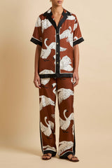 Tilda Inés Brown Swan Pajamas in Silk Twill