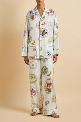 Yves Córdoba Ivory Seafood Pajamas in Silk Twill