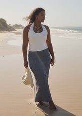 AFENDS Womens Lita - Seersucker Maxi Skirt - Shipwreck Marlin