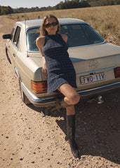 AFENDS Womens Sammy - Seersucker Mini Dress - Thea Midnight Check