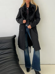 Hallyn Faux Fur Collar Coat Black