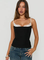Renaissance Corset Lace Top Black / White