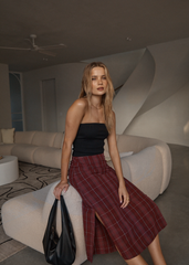 AFENDS Womens Eboni - Midi Skirt - Port