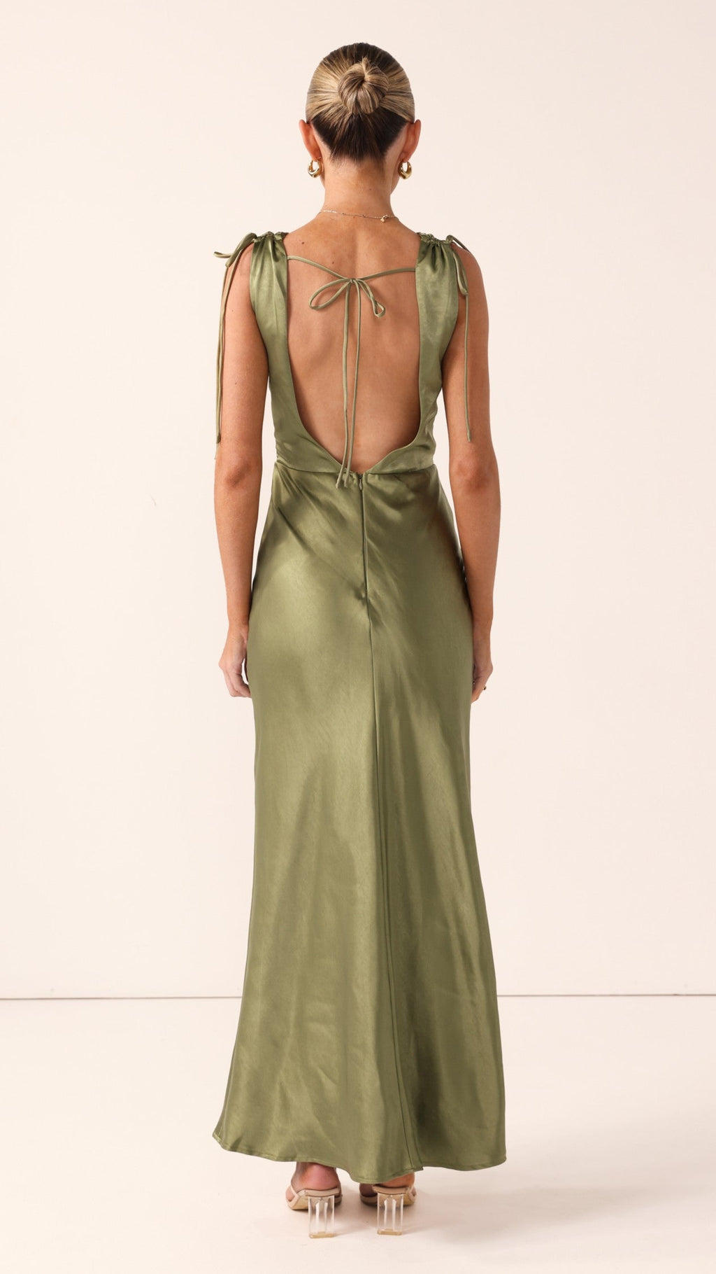 Madeline Cowl Neck Maxi Dress - Olive