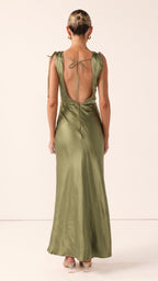 Madeline Cowl Neck Maxi Dress - Olive