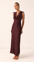 Madeline Cowl Neck Maxi Dress - Chocolate
