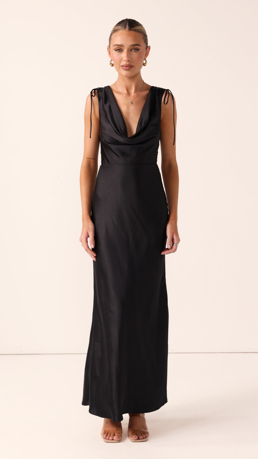 Madeline Cowl Neck Maxi Dress - Black