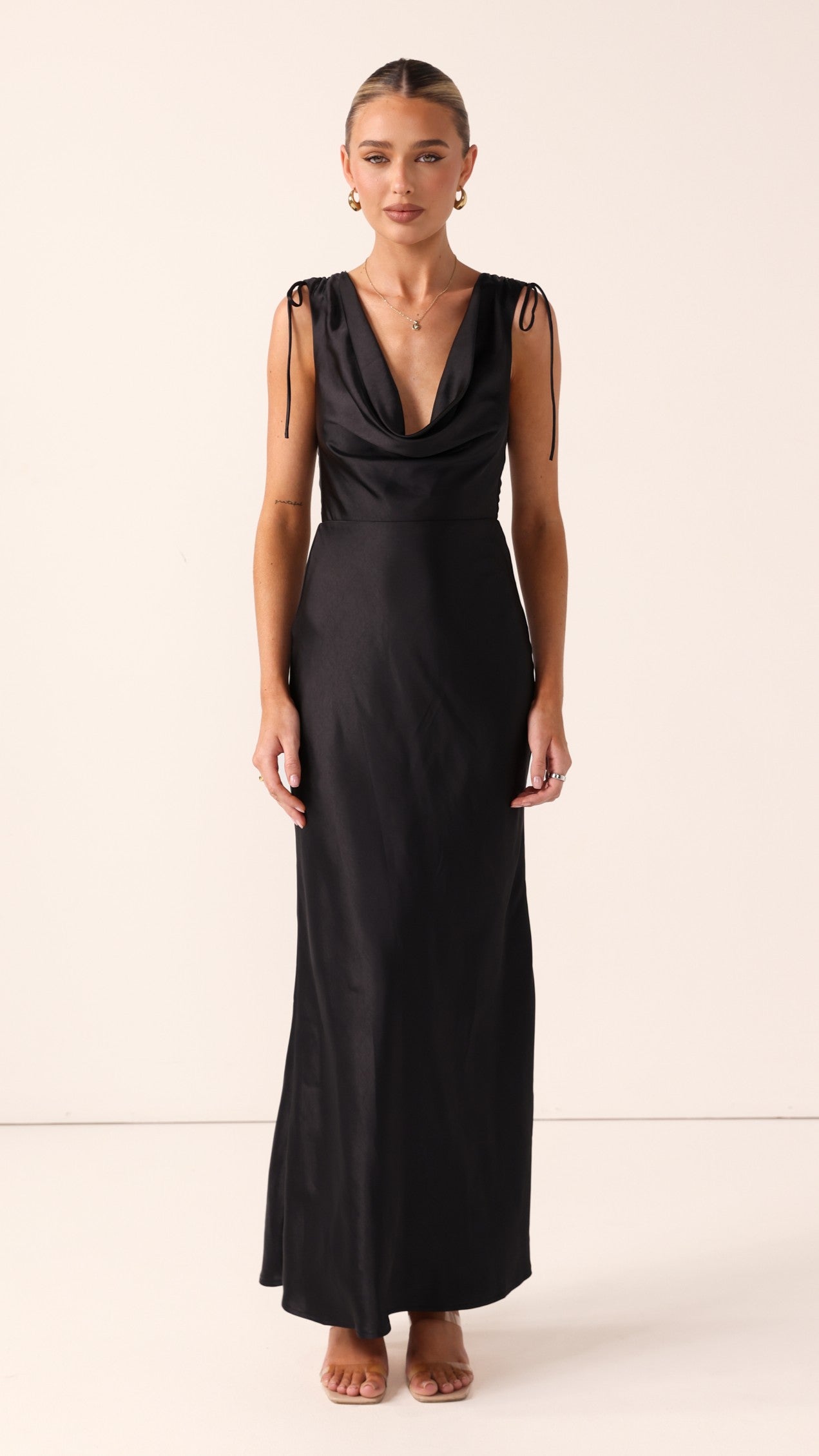 Madeline Cowl Neck Maxi Dress - Black