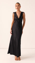 Madeline Cowl Neck Maxi Dress - Black