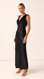 Madeline Cowl Neck Maxi Dress - Black