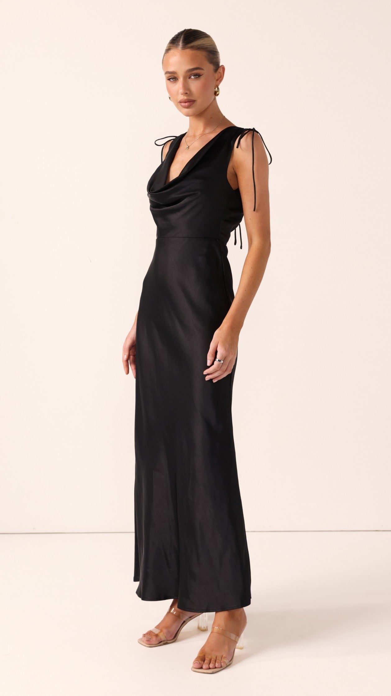 Madeline Cowl Neck Maxi Dress - Black