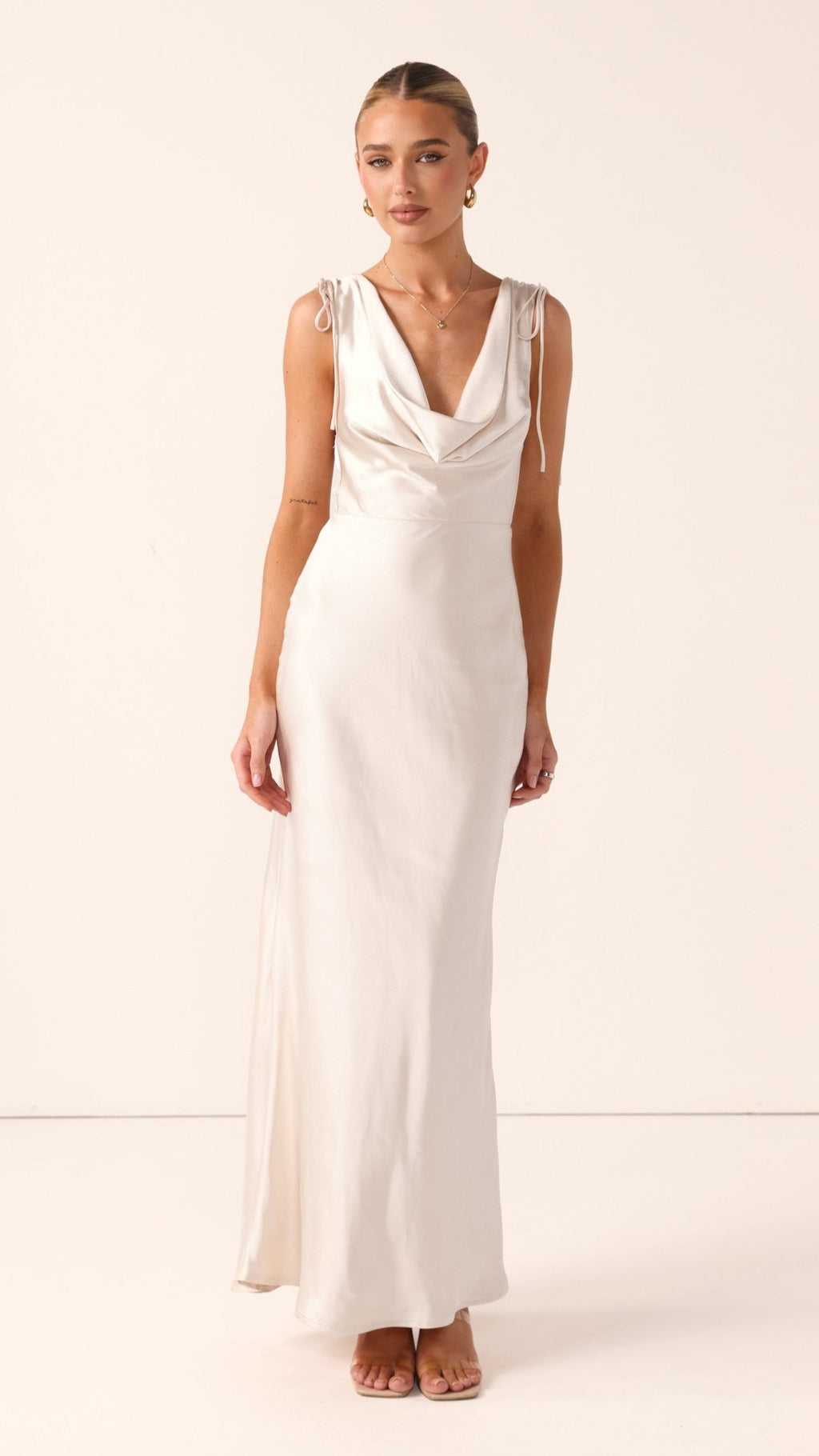 Madeline Cowl Neck Maxi Dress - Champagne