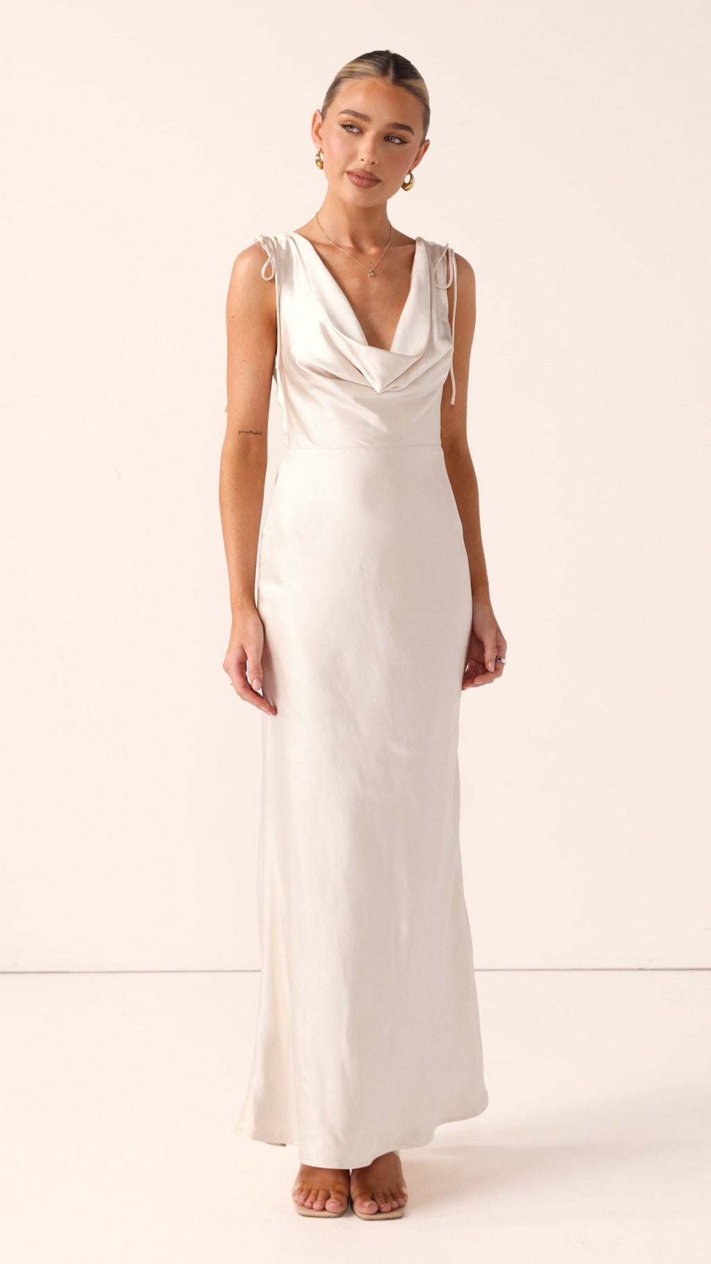 Madeline Cowl Neck Maxi Dress - Champagne