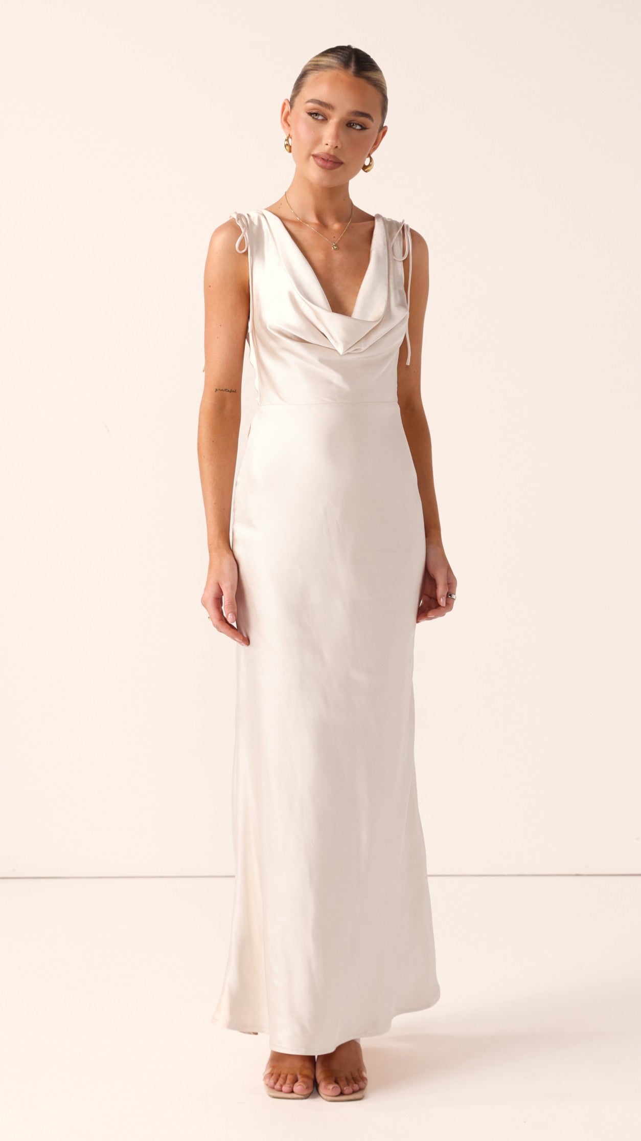 Madeline Cowl Neck Maxi Dress - Champagne