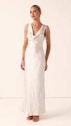 Madeline Cowl Neck Maxi Dress - Champagne